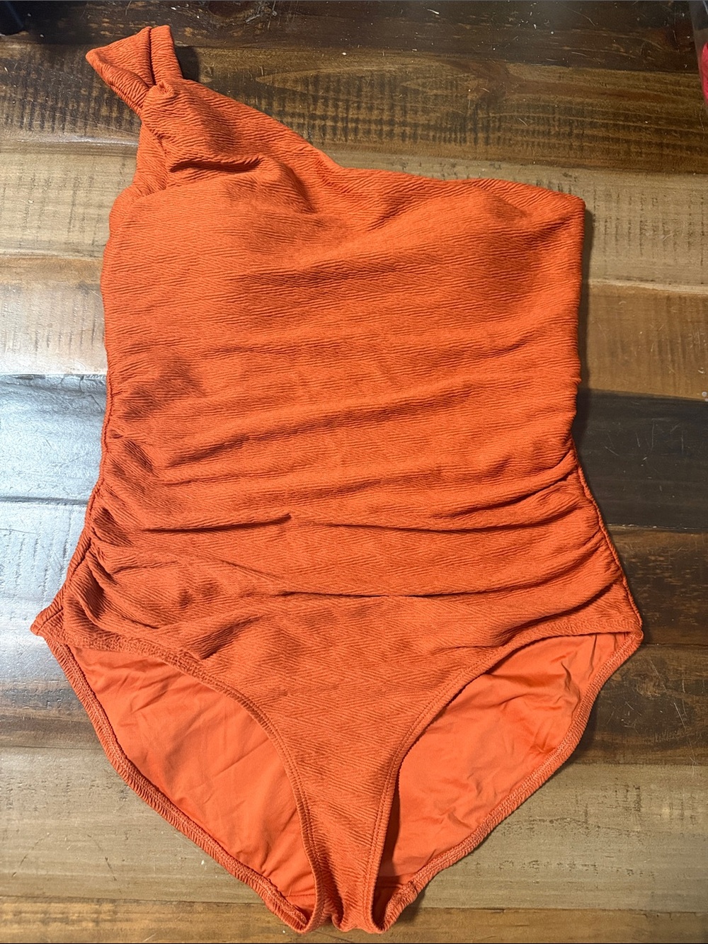One-Piece Swimsuit - Orange One-Shoulder